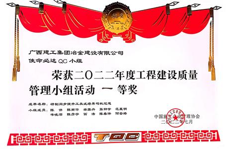 【喜讯】冶建公司三项QC成果获国家级大奖